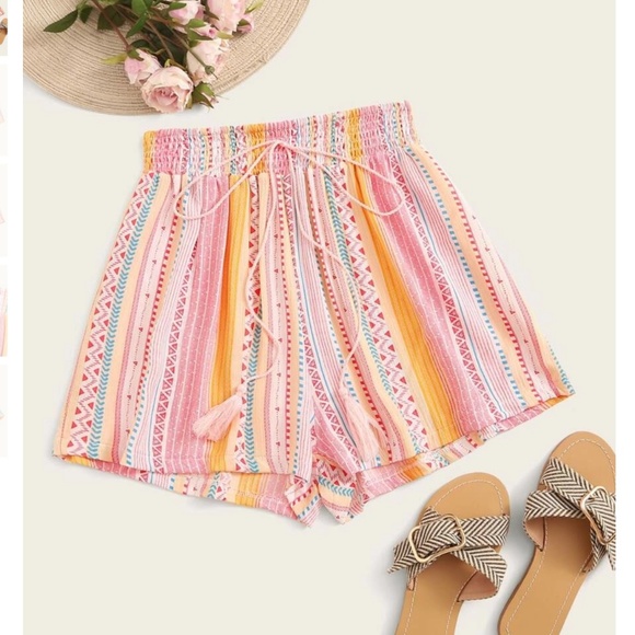 SHEIN Pants - SHEIN | Tribal Print Shirred Waist Shorts